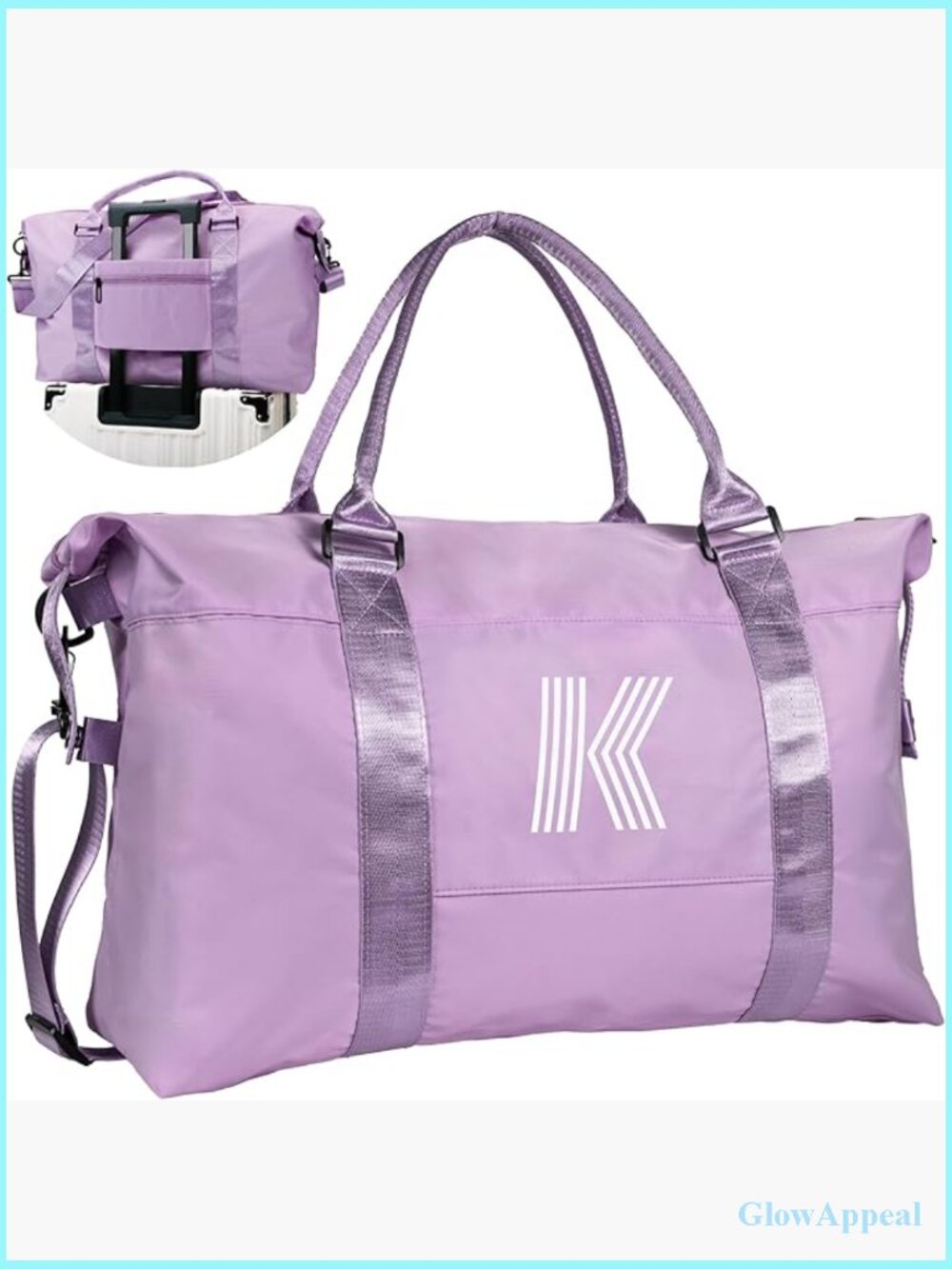 Personalized Initial Weekender Duffel Bag with Trolley Sleeve & Wet Pocket